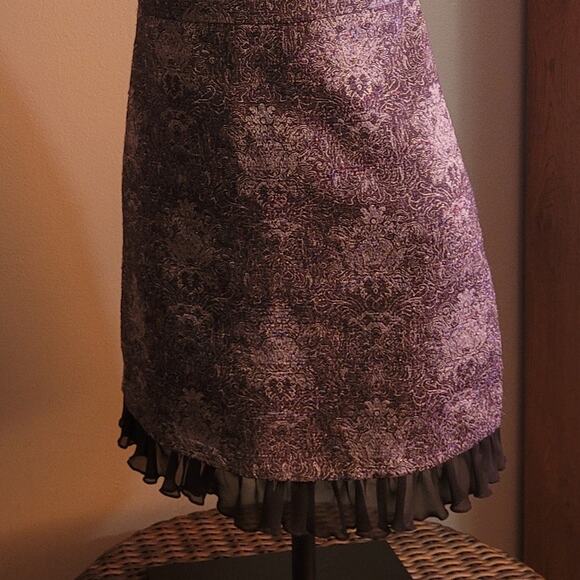 CR Signature Strapless Shimmer Mini Dress Sz M Purple Metallic Party Mesh Ruffle - Picture 2 of 10